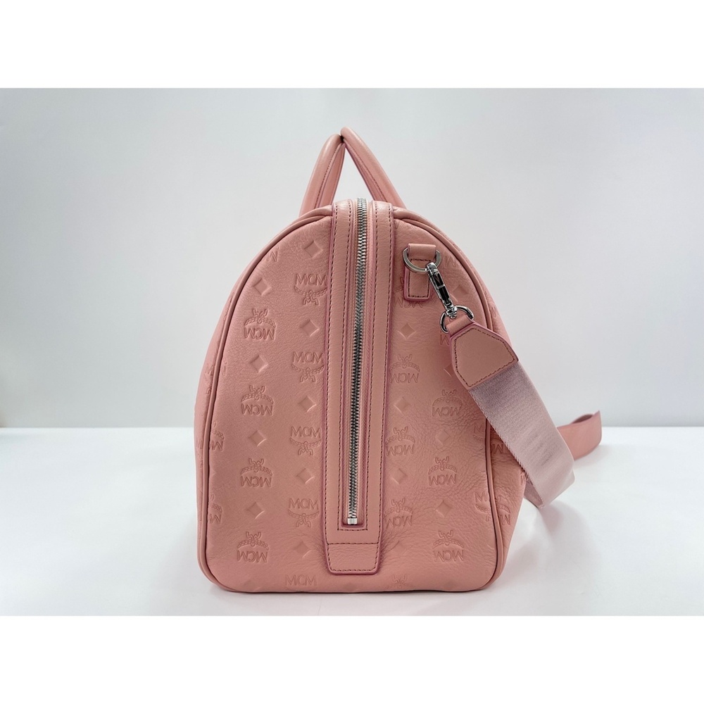 MCM Weekend Bag Boston Leather Pink - Picture 4 of 12